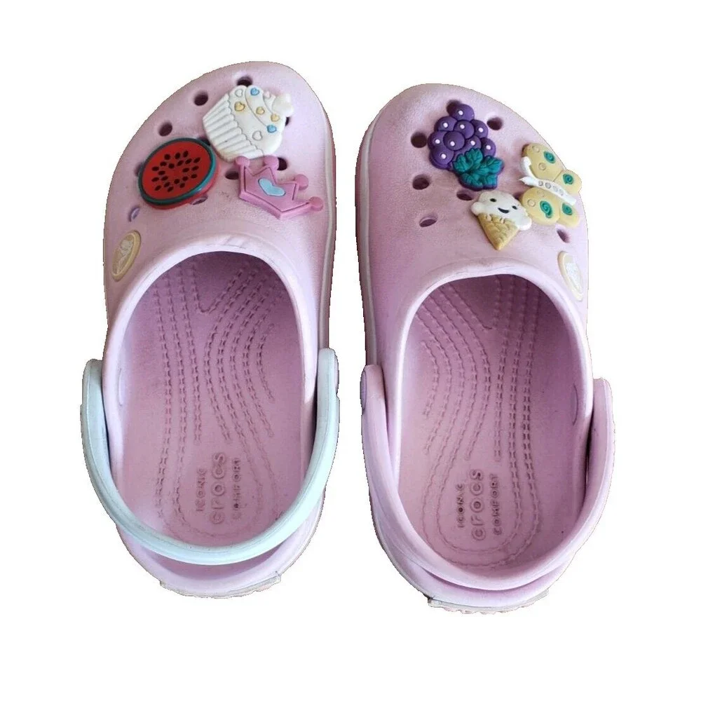 Crocs Toddler Size 9 (C9) Blue Red White Crocband Clogs Sandals Shoes Slip On